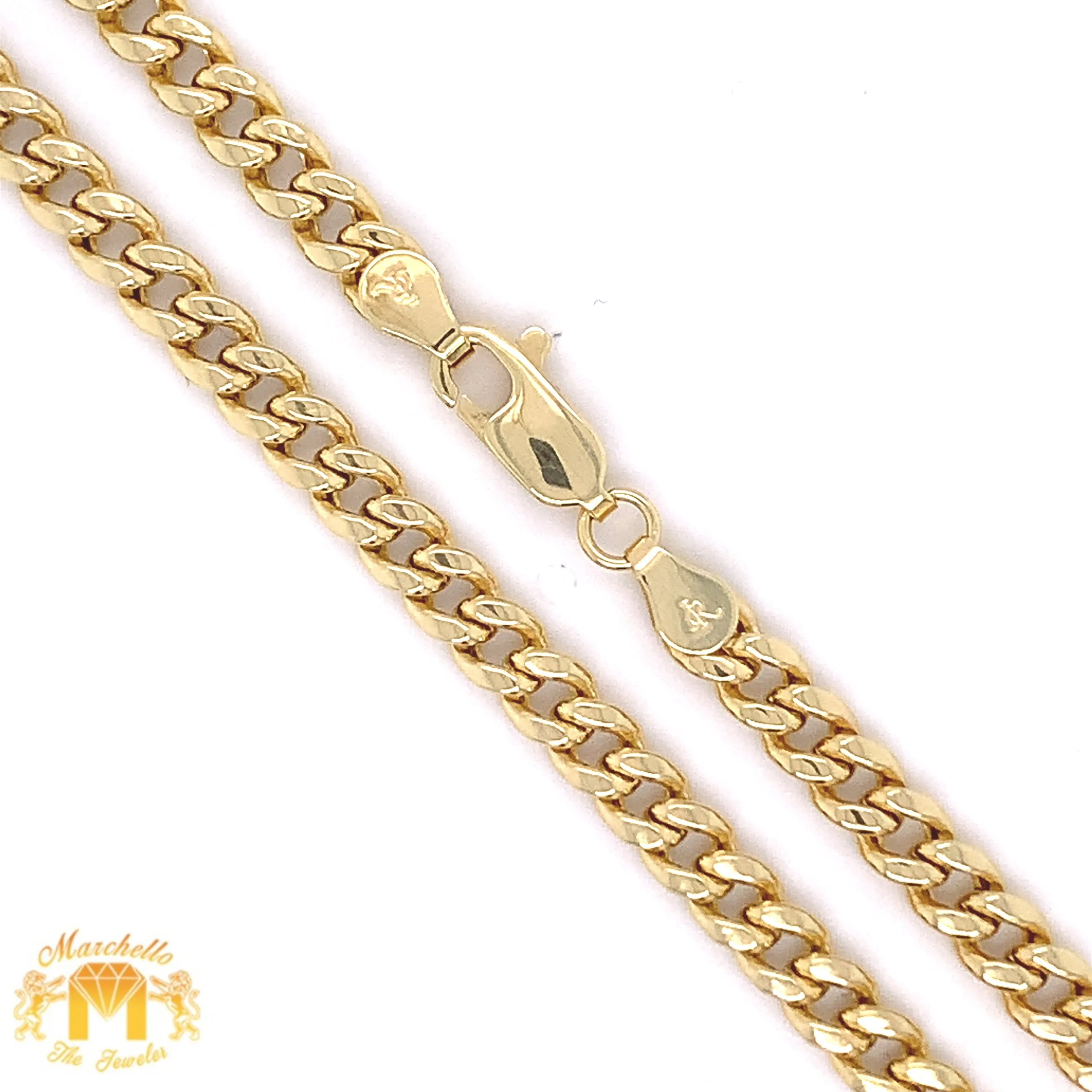 14k Gold 3D Exotic Dancer Pendant with Round Diamond and Gold Cuban Link Chain Set