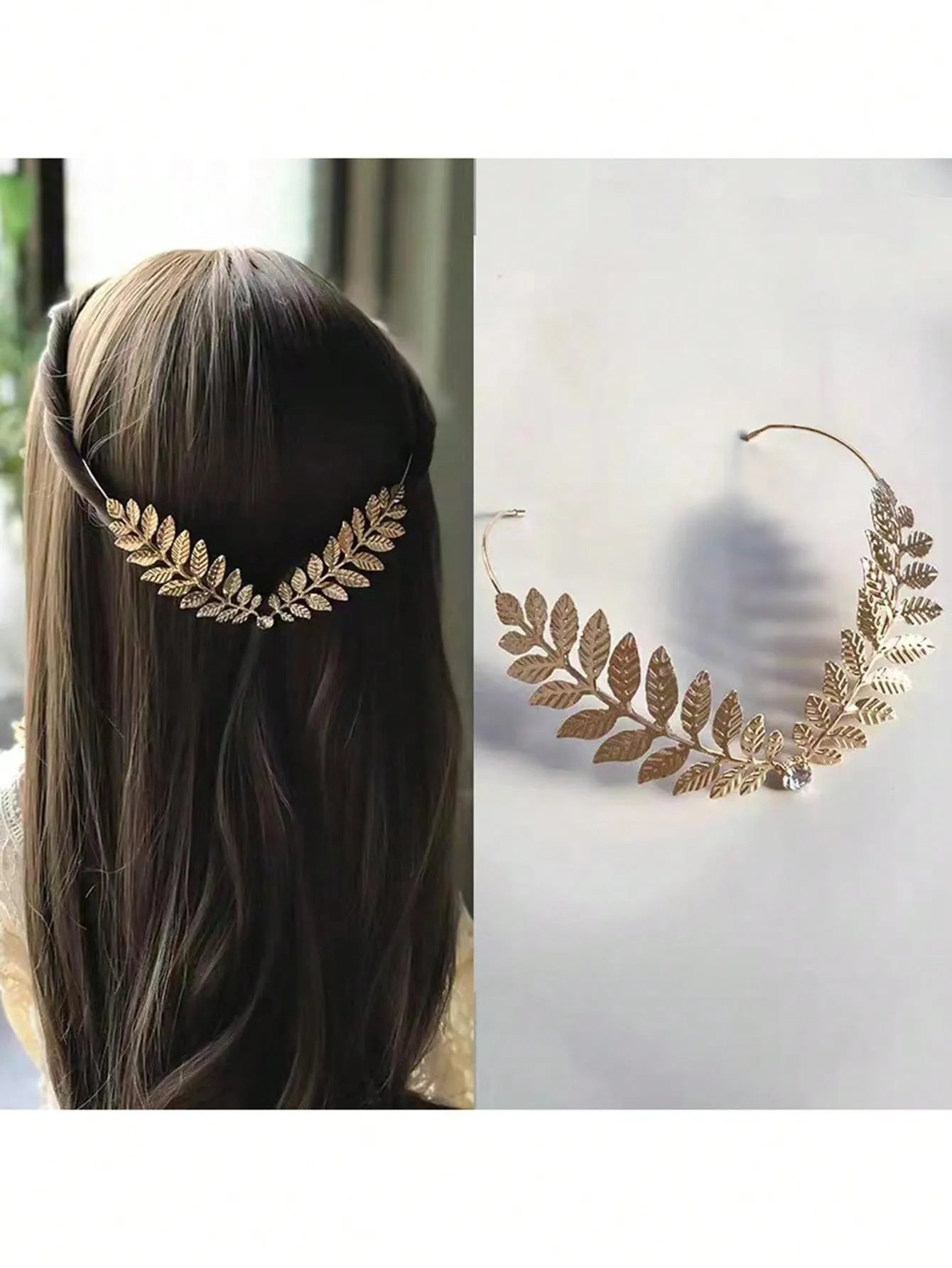 1pc European And American Metal Leaves Bridal Headband Baroque Crown Gold Leaf Women Hair Accessories Tiaras