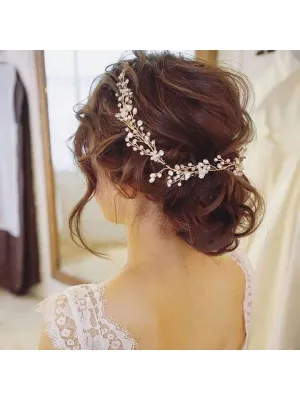 1pc Faux Pearl Decor Bridal Hair Band Suitable For Wedding, Evening Dress, And Travel Souvenir Elegant Tiaras