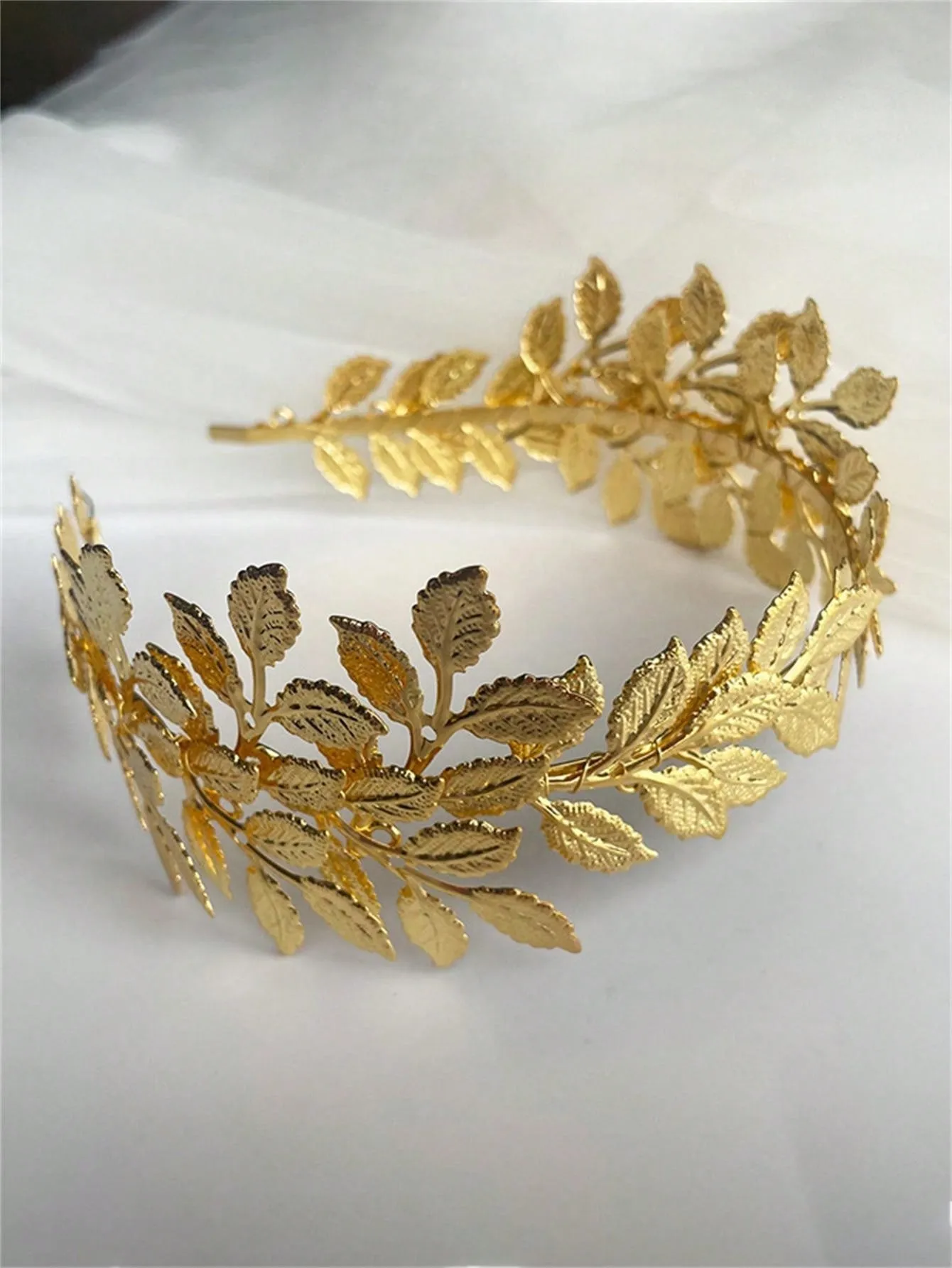 1pc Golden Leaf Headband Baroque Retro Gold Olive Leaf Crown Hair Hoop For Women Girls Wedding Queen Daily Use Hair Accessories