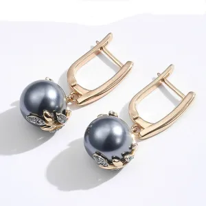 925 Sterling Silver 18K Gold Black Peacock Pearl Dangle Earring