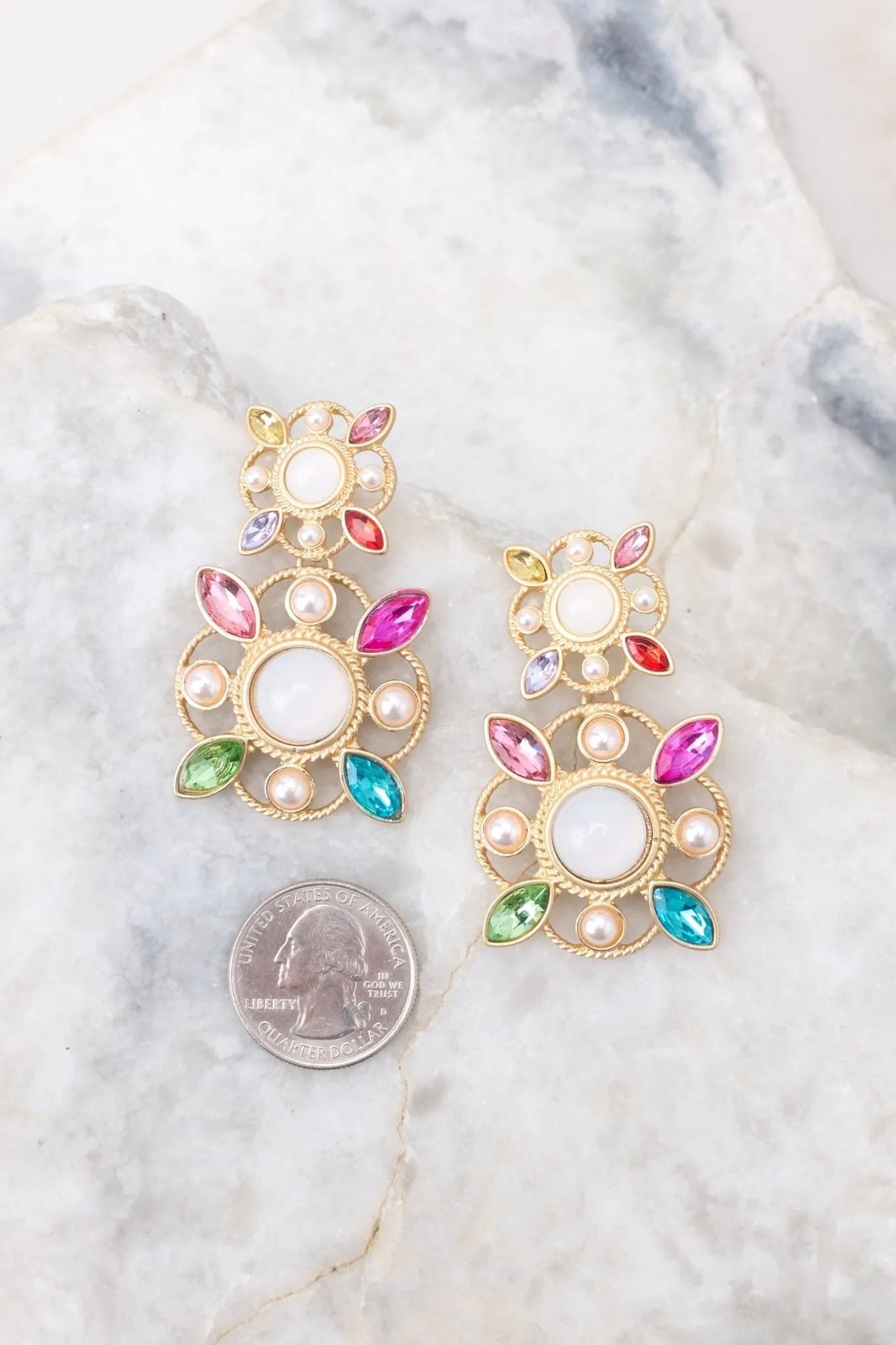 A Diamond's Gotta Shine Gold Multi Earrings