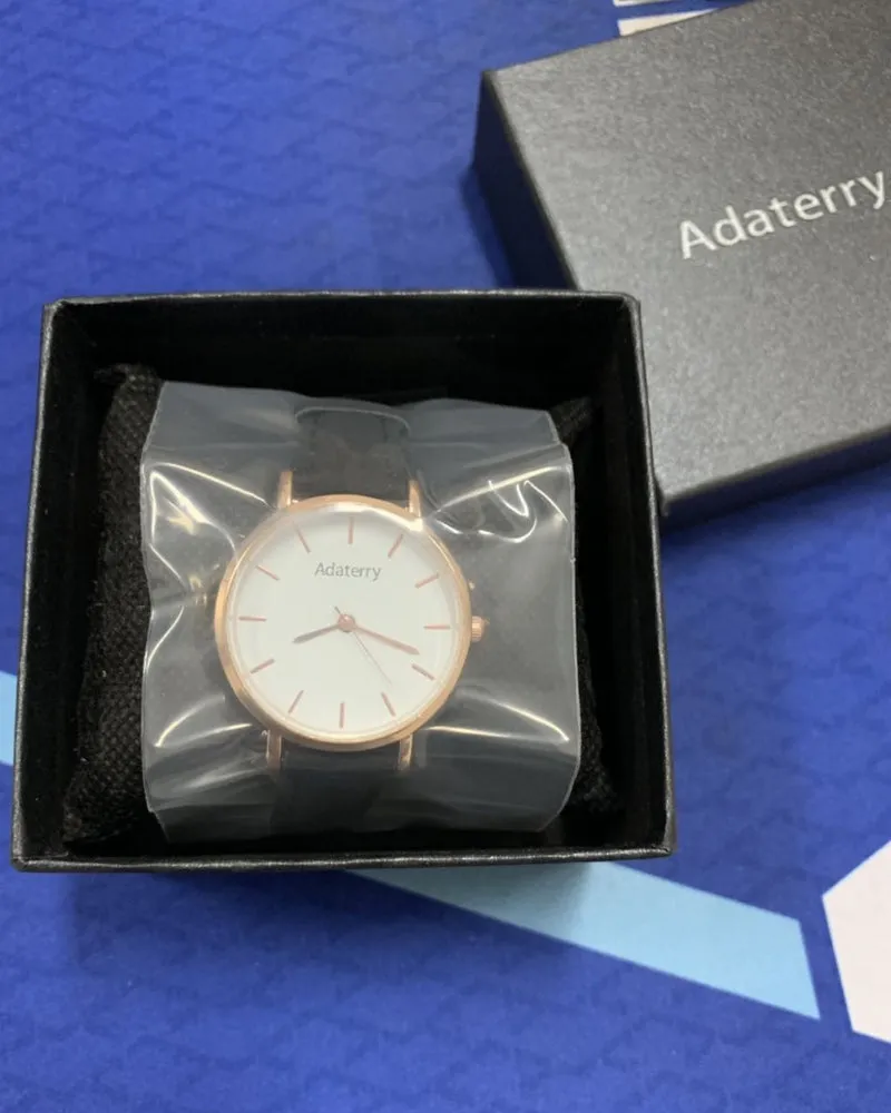 Adaterry Watches Rose Gold Analog Watch with Leather Straps Women Waterproof Watch, Quartz Watches for Women