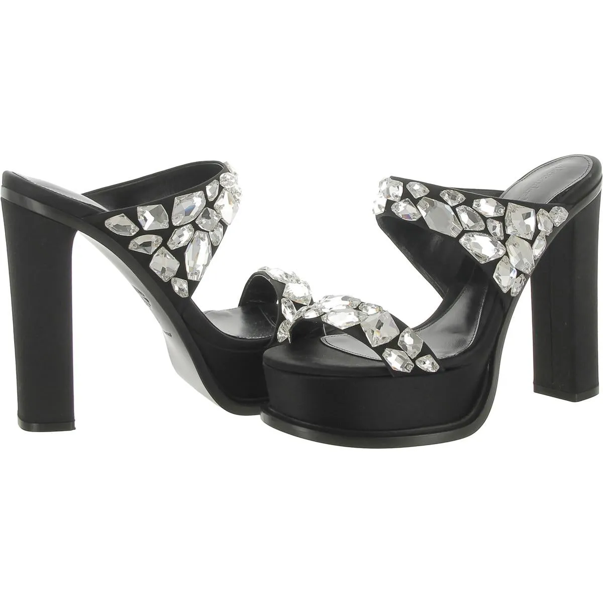 Alexander McQueen Womens Satin Jeweled Heels