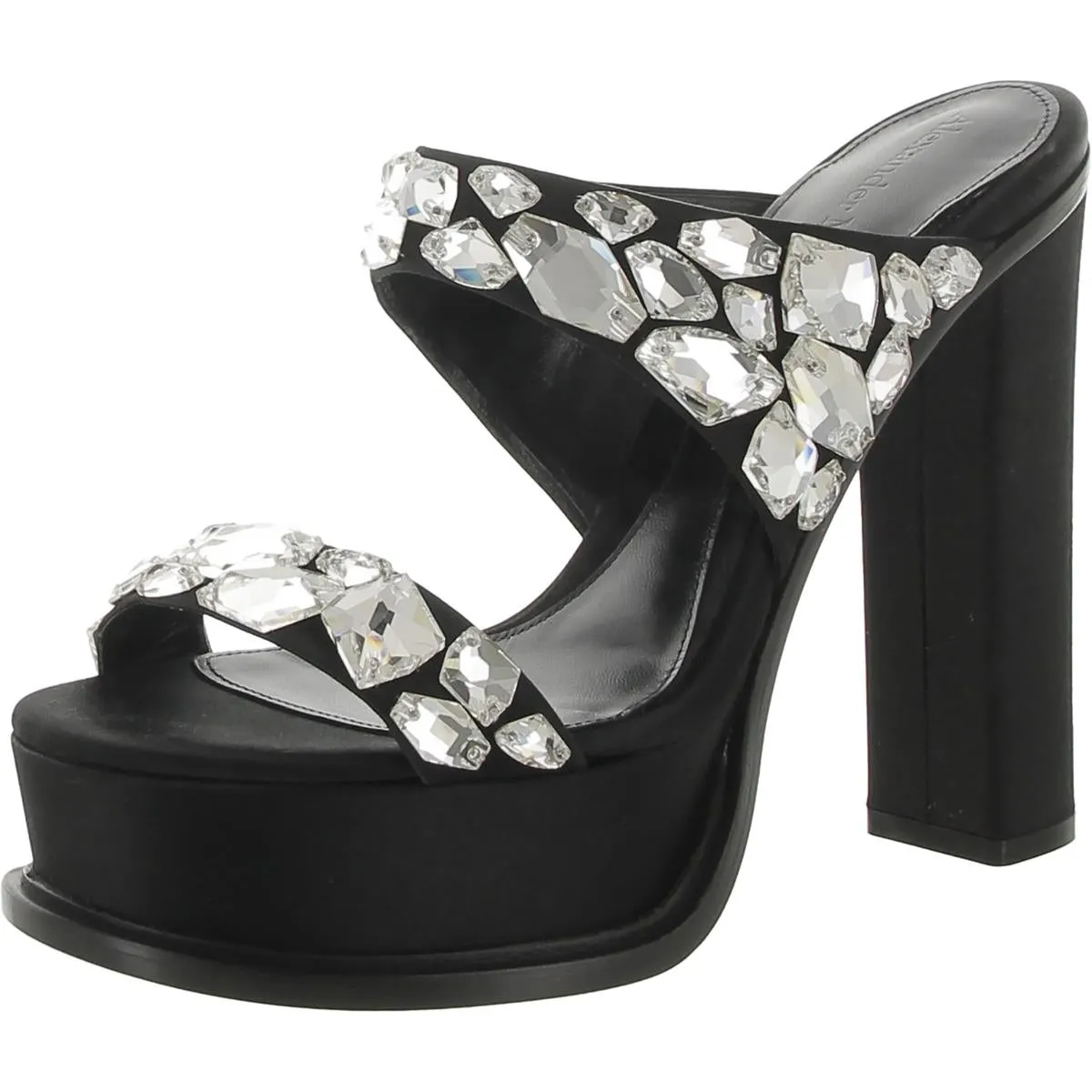 Alexander McQueen Womens Satin Jeweled Heels