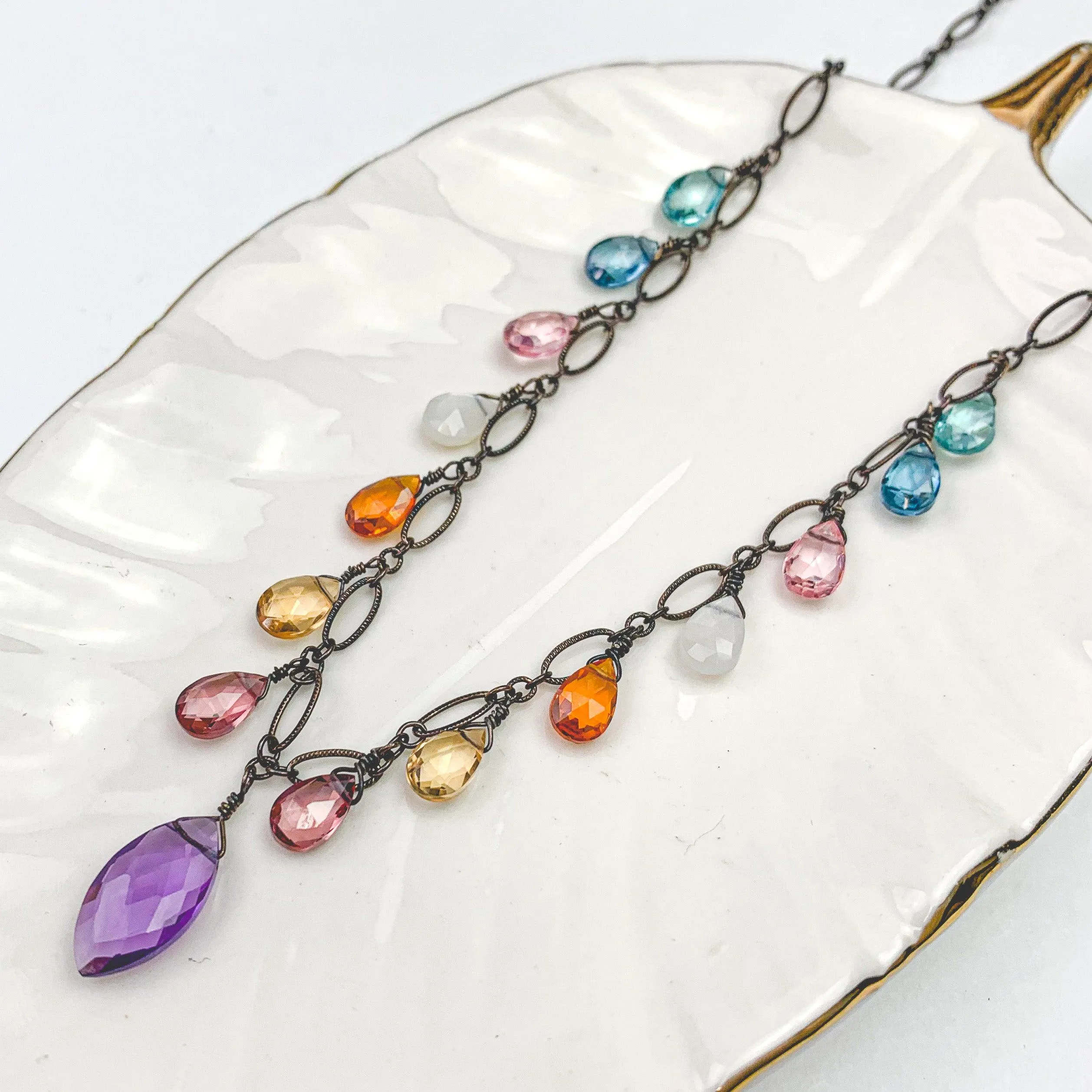 Amethyst and Colorful Drape Necklace