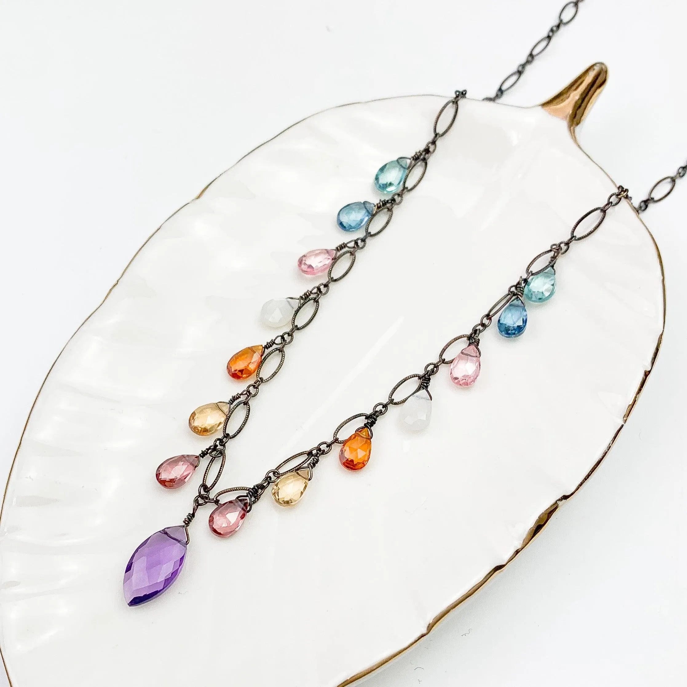 Amethyst and Colorful Drape Necklace