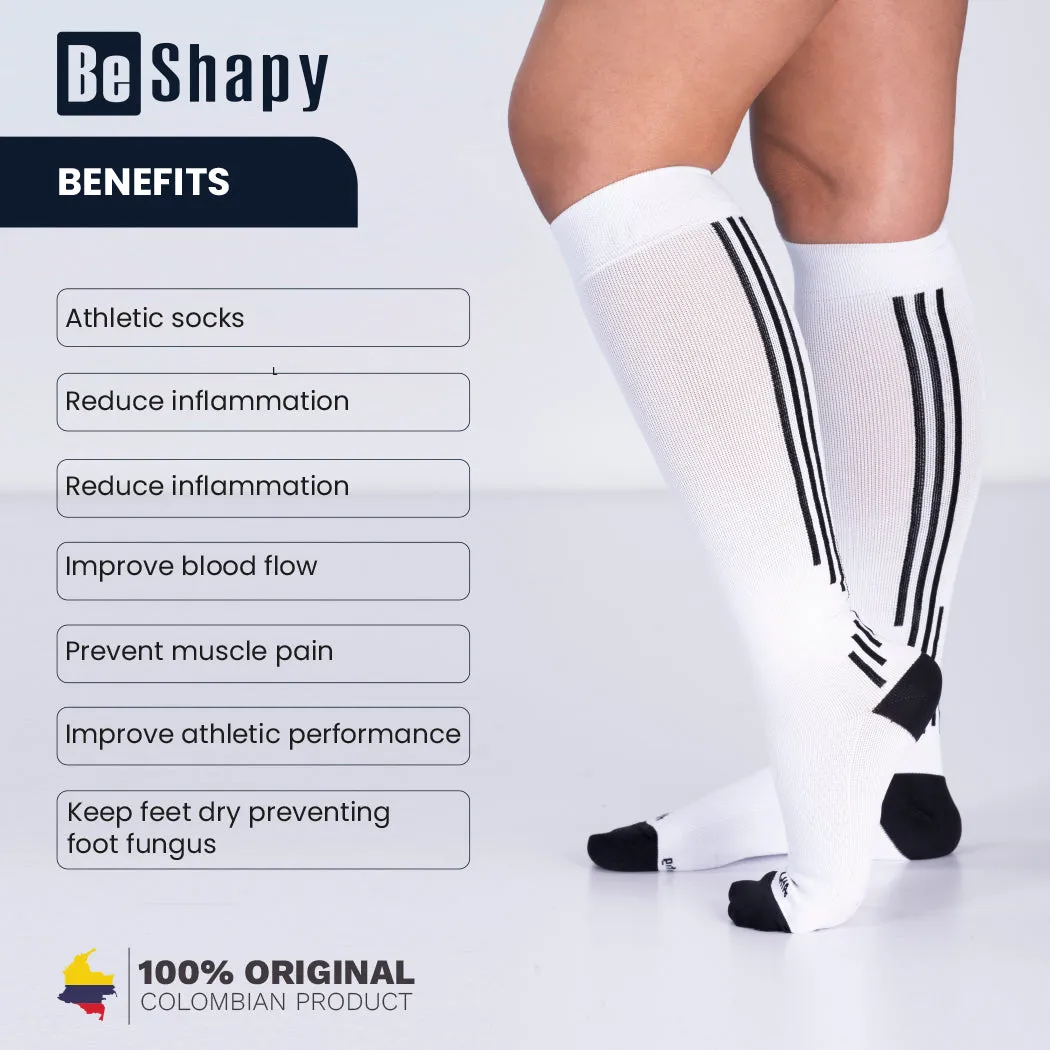 Be Shapy 2 Pack  Calf Sleeves Unisex Compression Athletic Socks