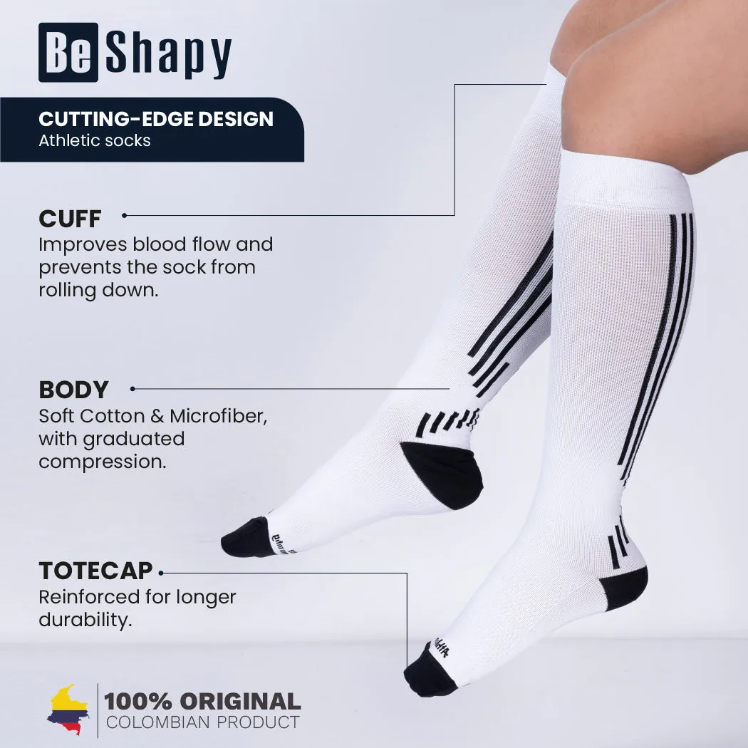 Be Shapy 2 Pack  Calf Sleeves Unisex Compression Athletic Socks