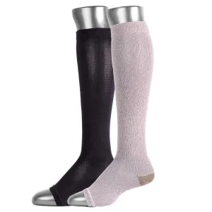 Be Shapy 2 Pack Open Toes Knee High Leg Support Compression Socks