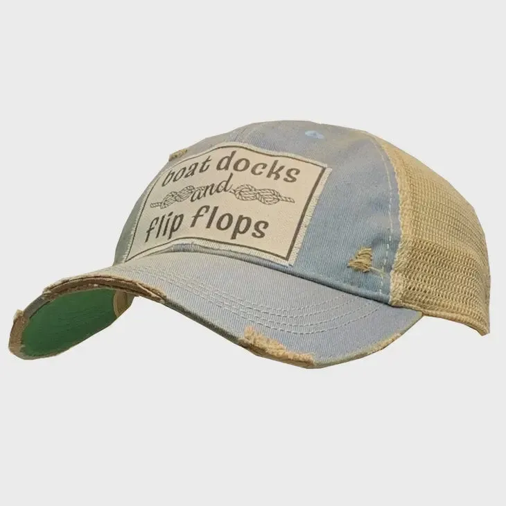 Boat Docks & Flip Flops Distressed Trucker Cap