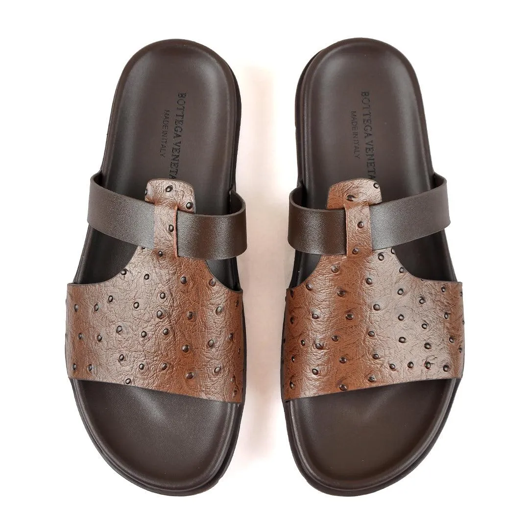 Bottega Veneta Stone Spot Leather Slippers