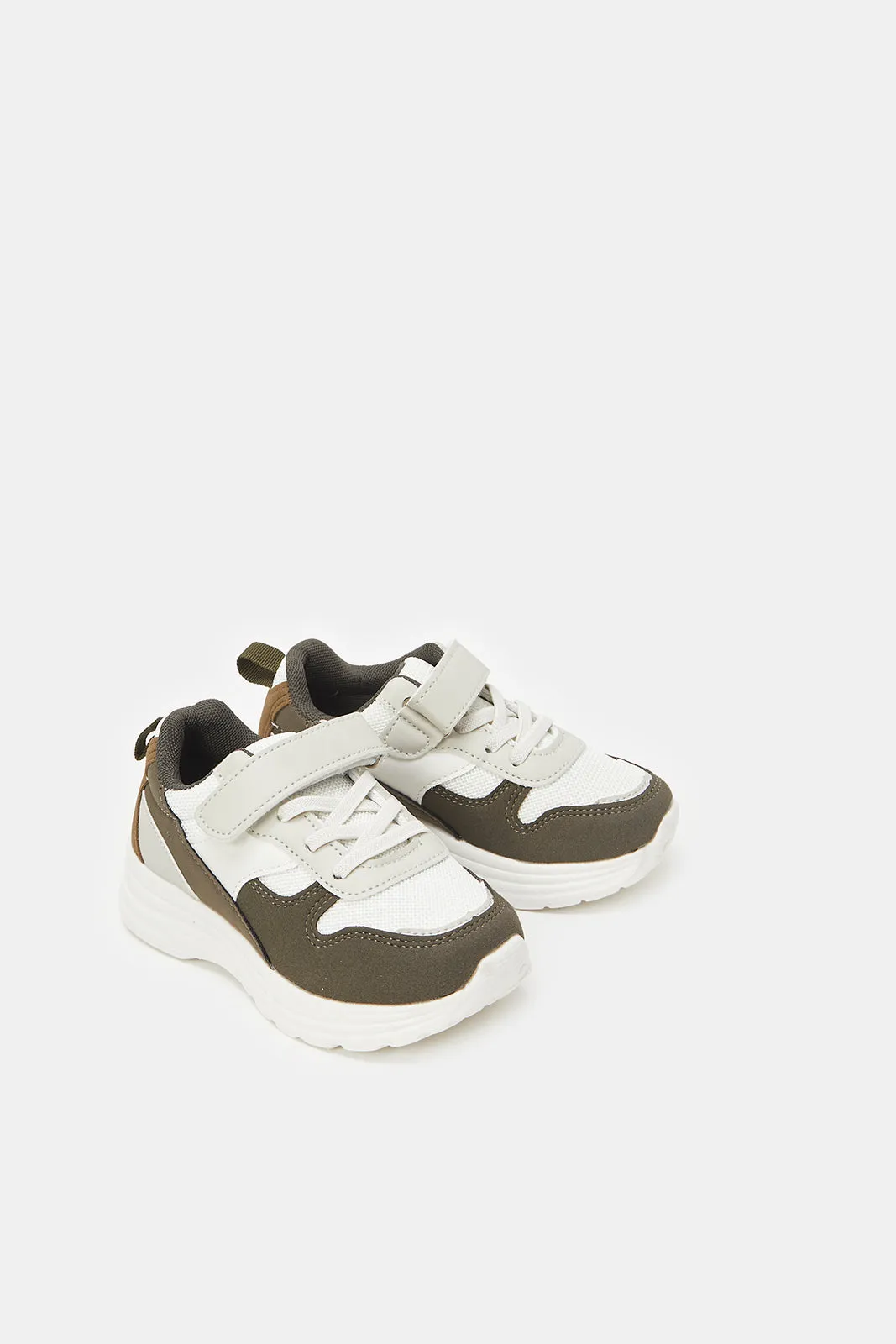 Boys Beige Colour Block Chunky Trainers