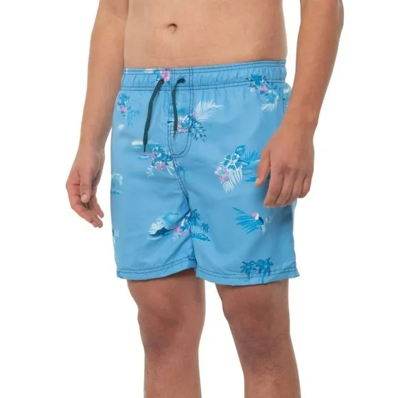 Burnside Apparel Men's Volley Parrot Printed Beach Pool Shorts Swim Trunks