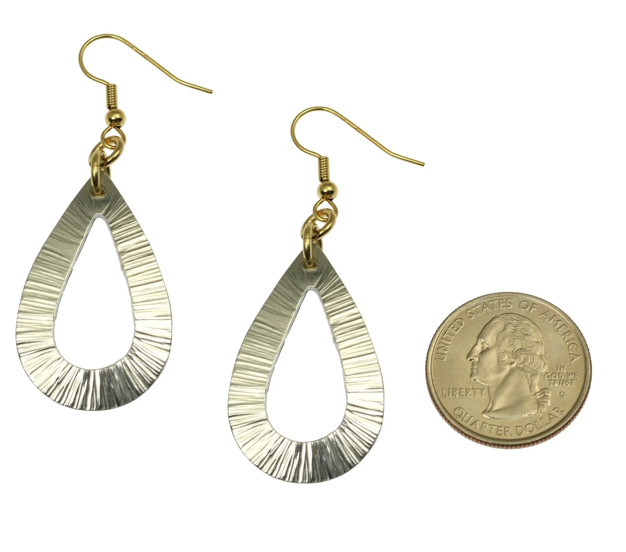 Chased Aluminum Open Teardrop Earrings