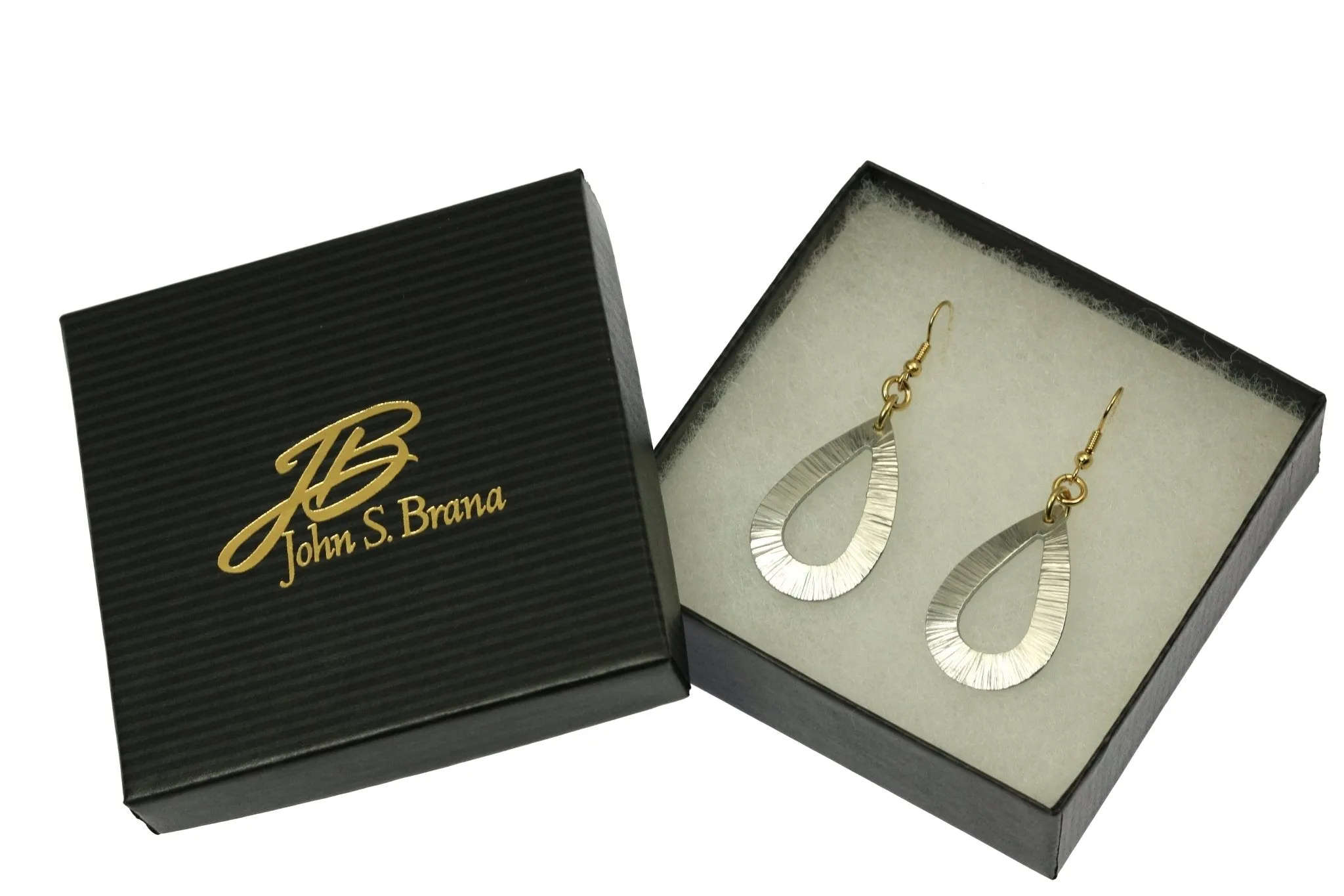 Chased Aluminum Open Teardrop Earrings