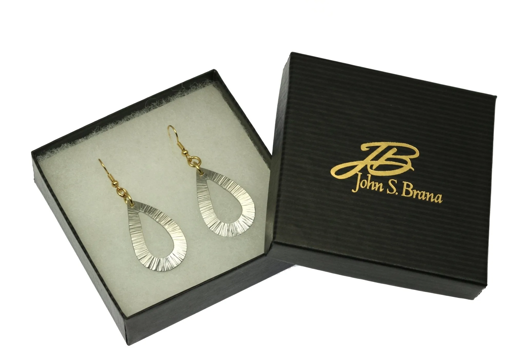 Chased Aluminum Open Teardrop Earrings