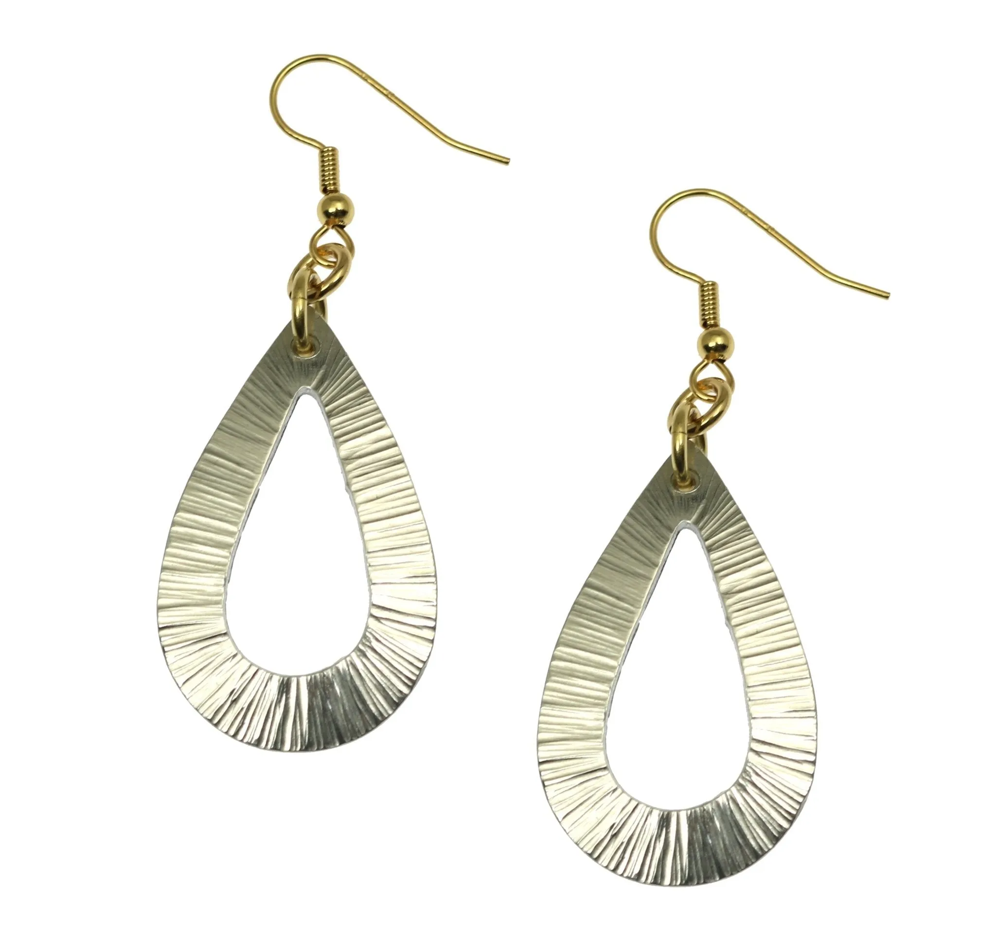 Chased Aluminum Open Teardrop Earrings