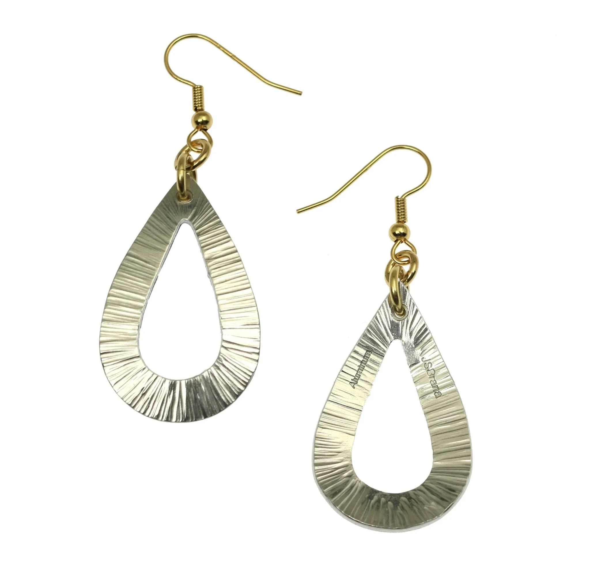 Chased Aluminum Open Teardrop Earrings