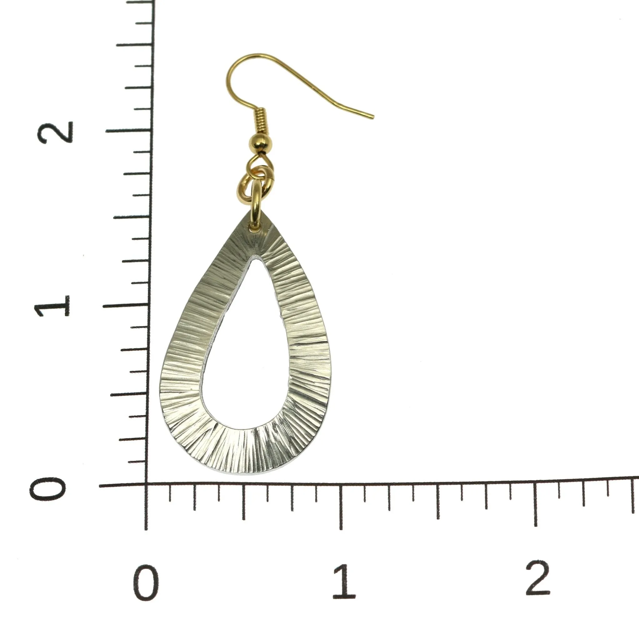 Chased Aluminum Open Teardrop Earrings