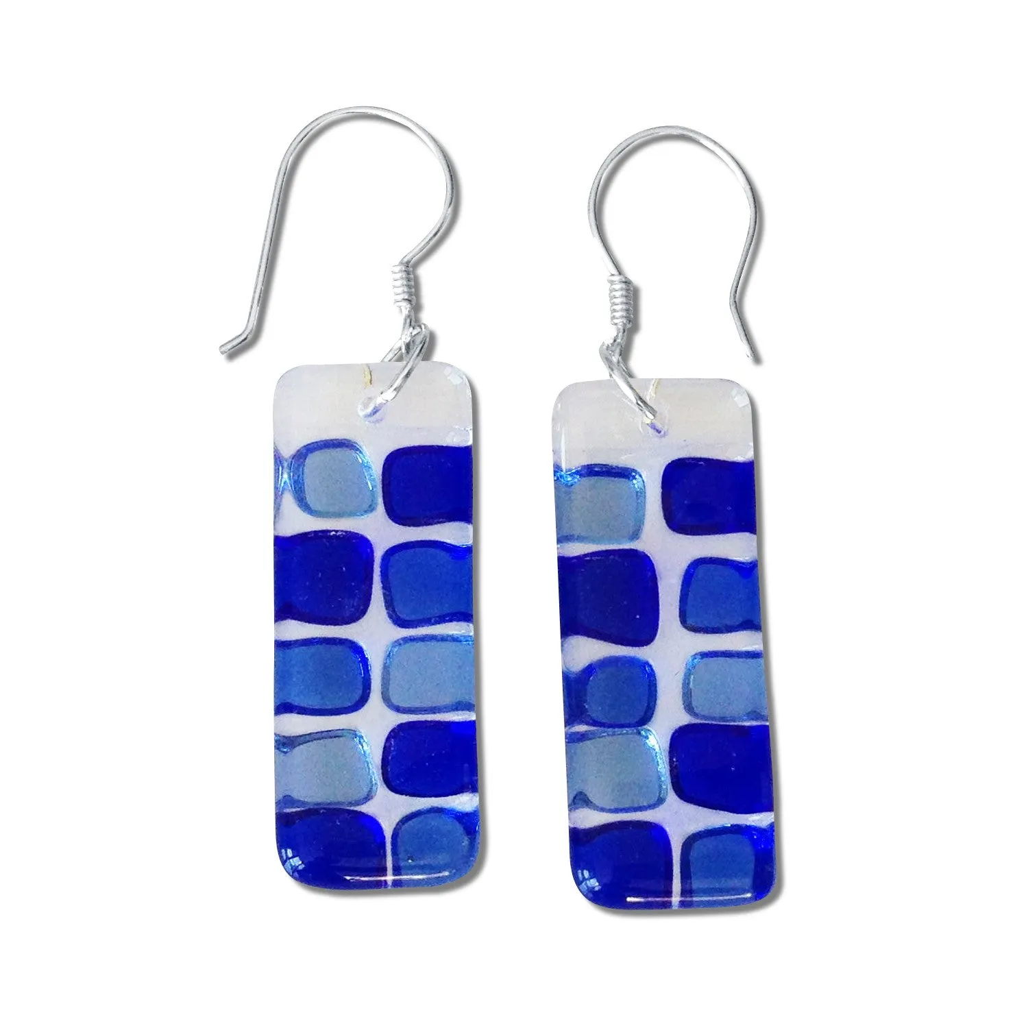 Checkerboard Glass Earrings - Lime