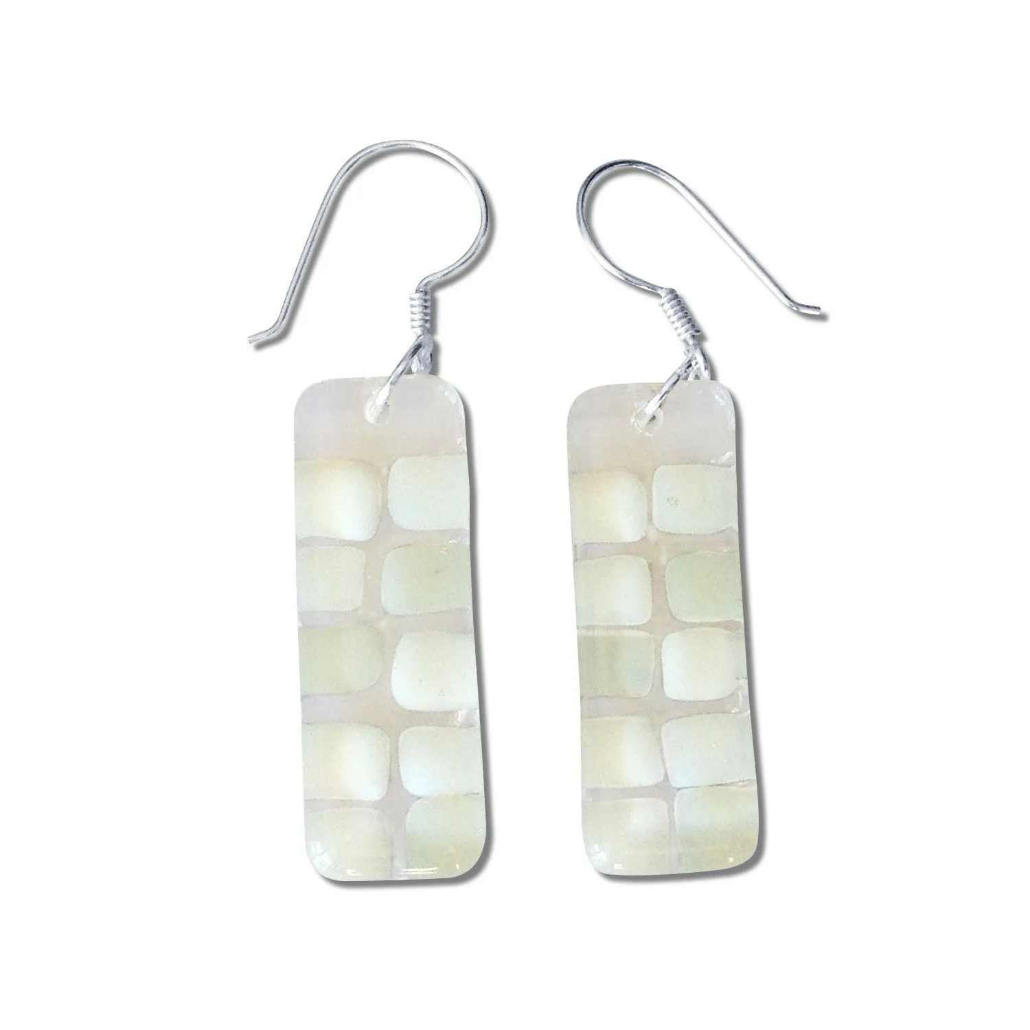 Checkerboard Glass Earrings - Lime