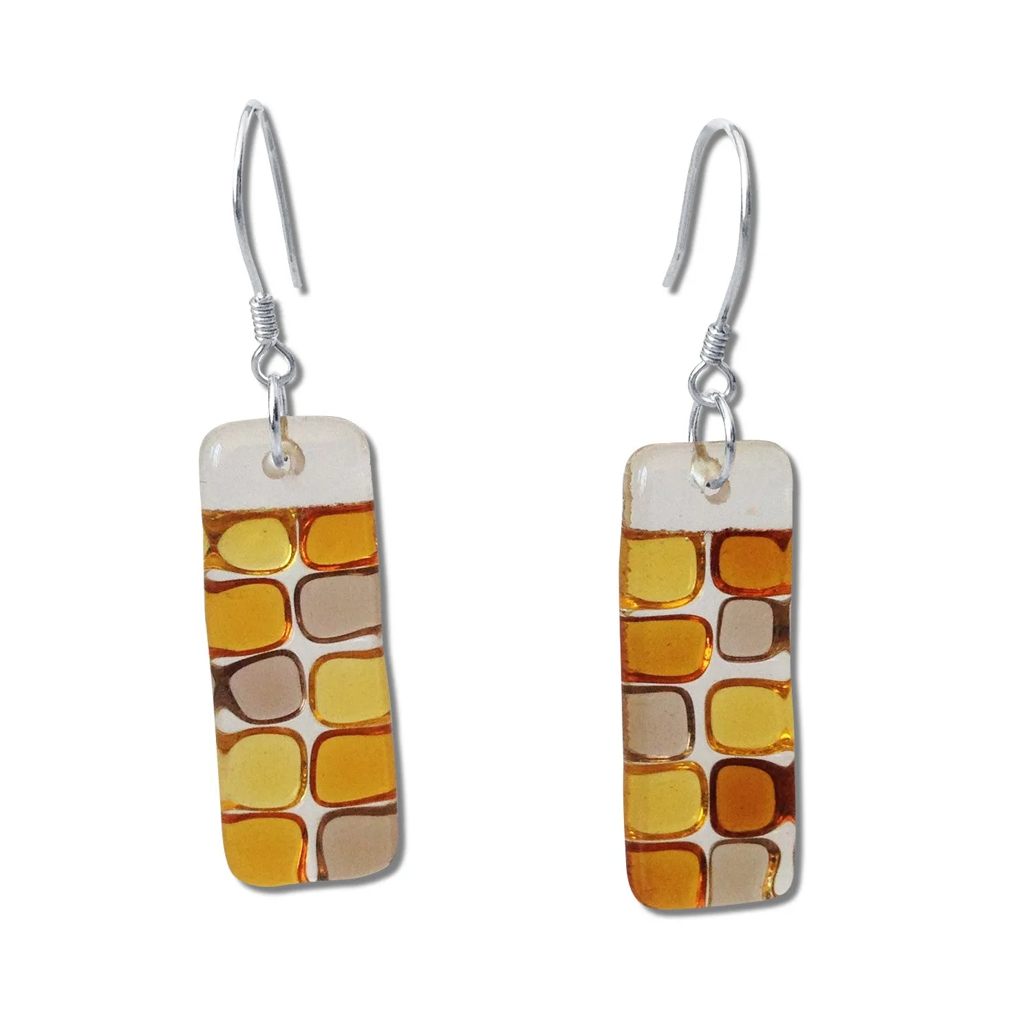 Checkerboard Glass Earrings - Lime