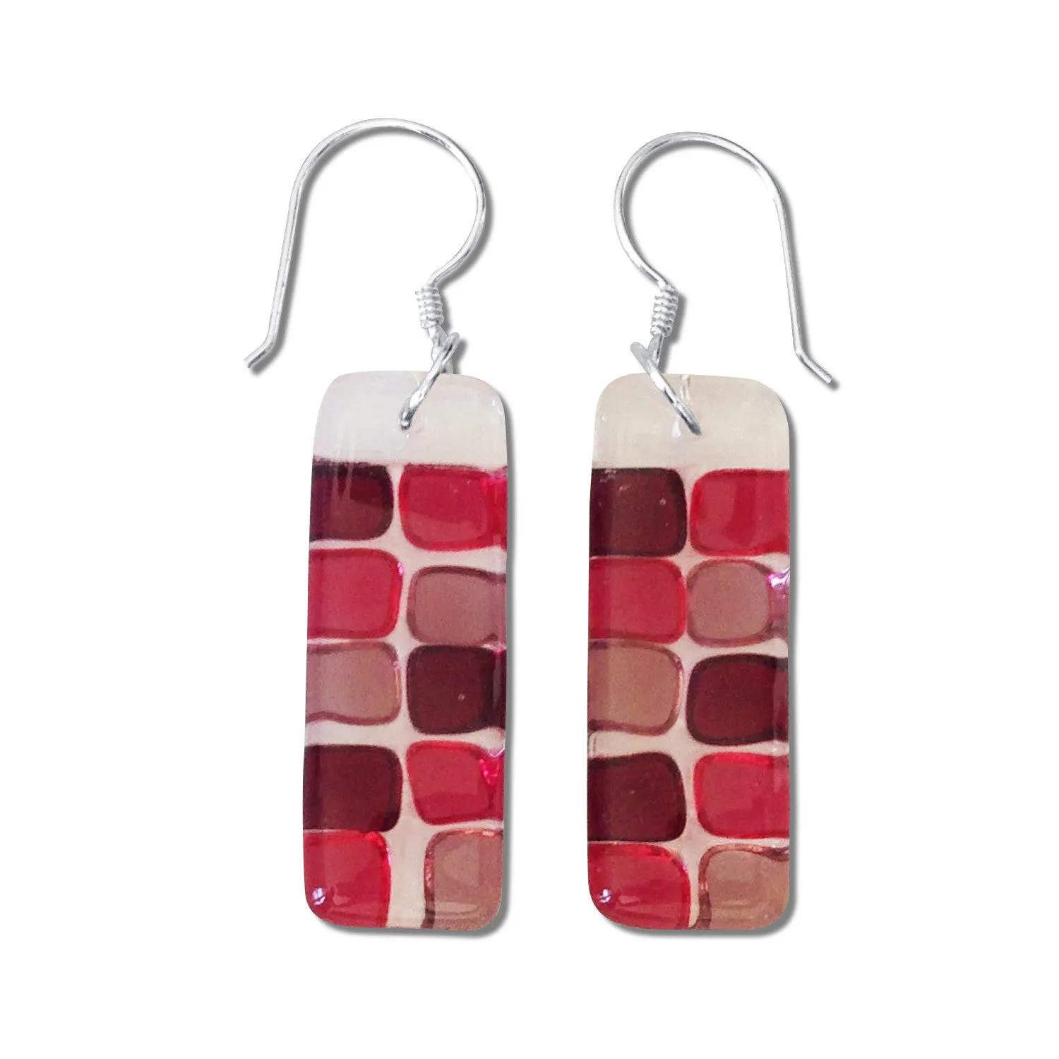 Checkerboard Glass Earrings - Lime