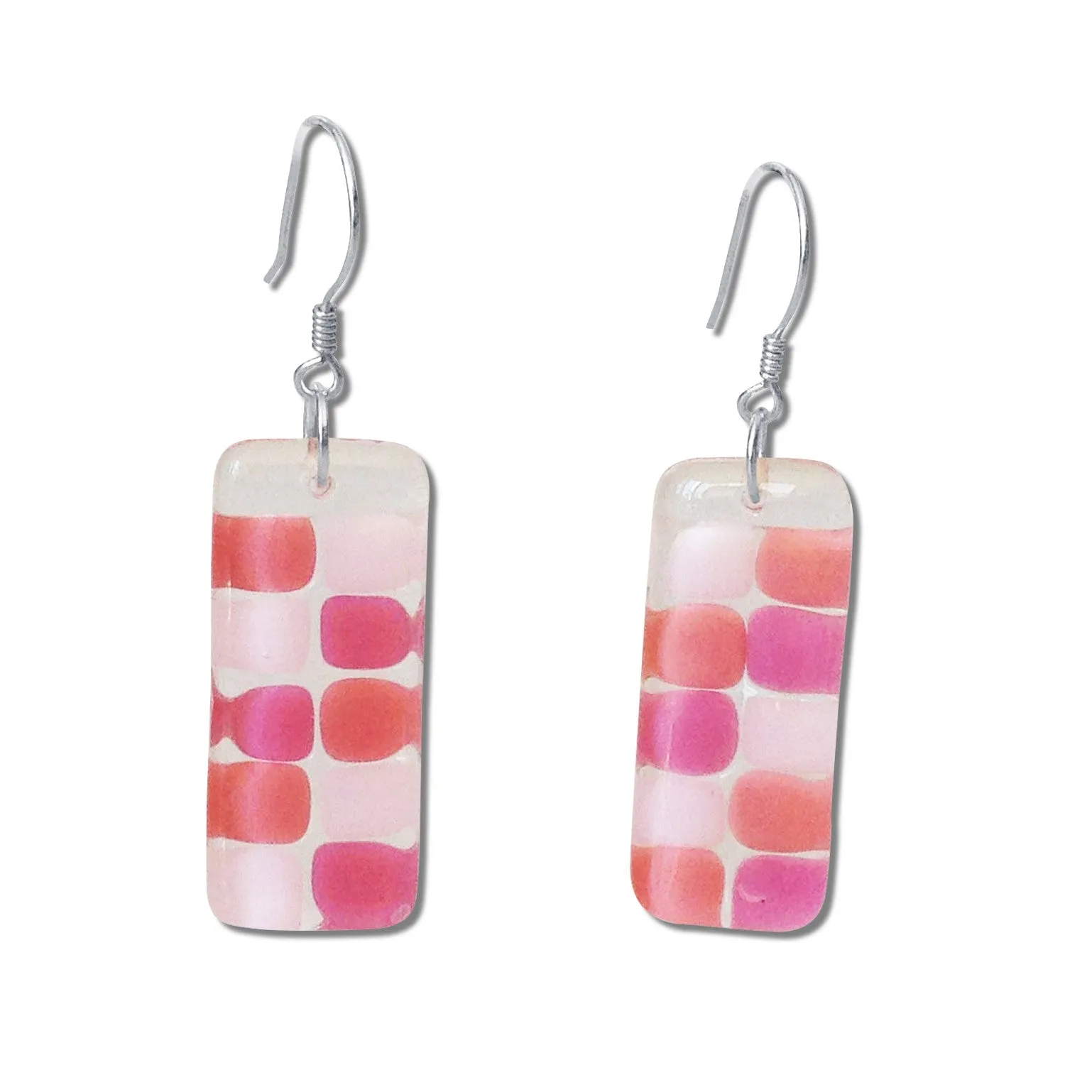 Checkerboard Glass Earrings - Lime