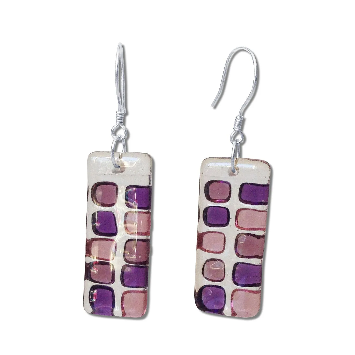 Checkerboard Glass Earrings - Lime