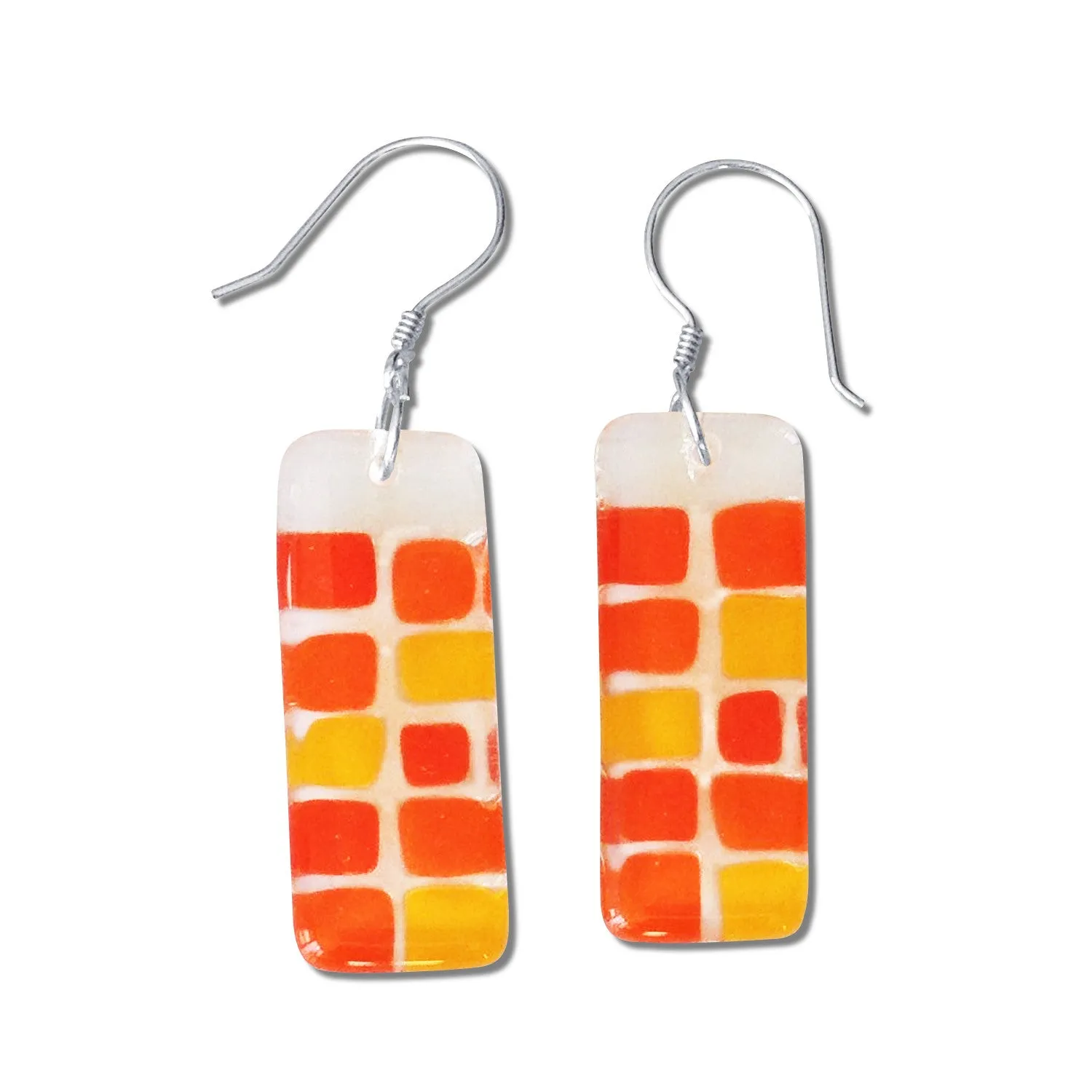 Checkerboard Glass Earrings - Navy