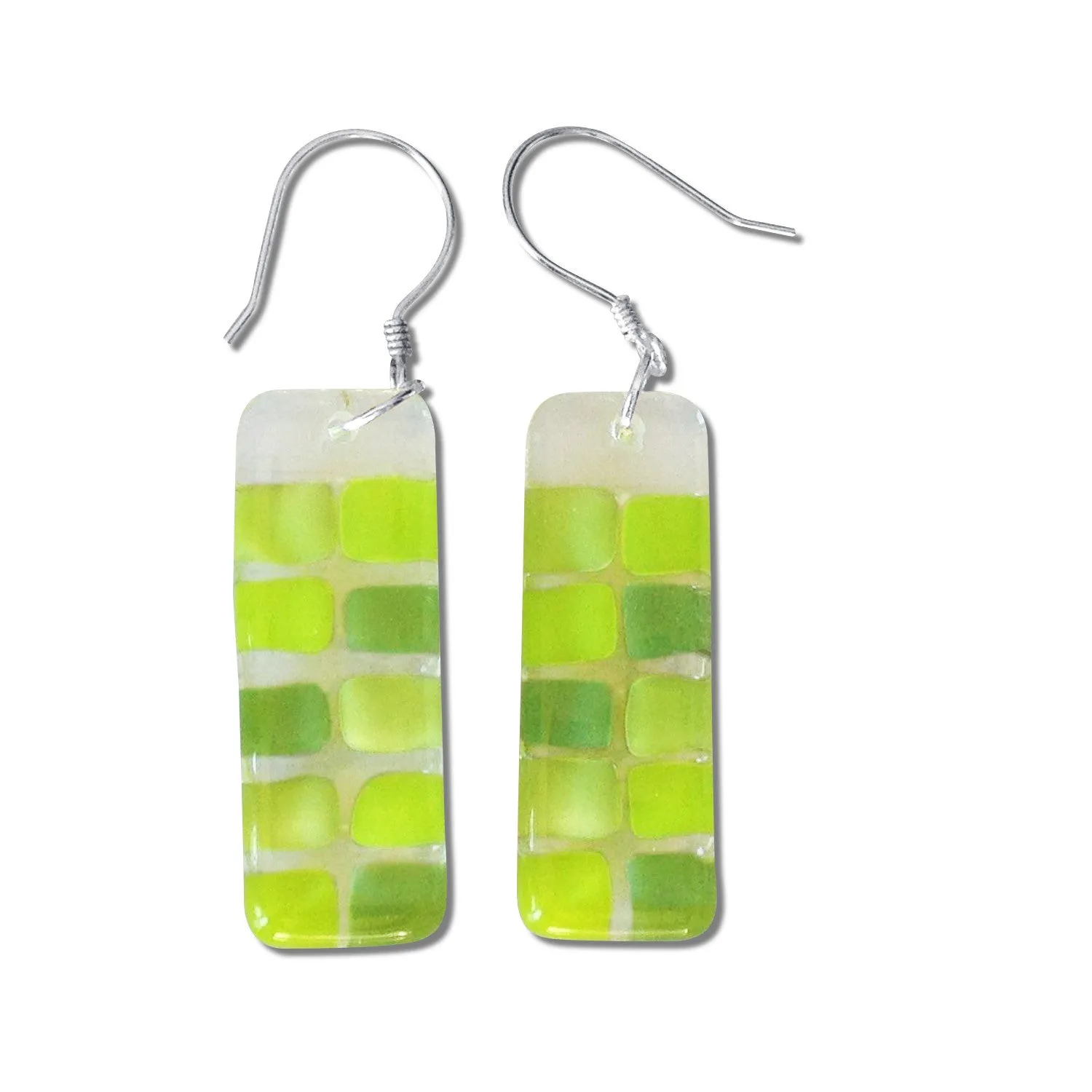 Checkerboard Glass Earrings - Navy