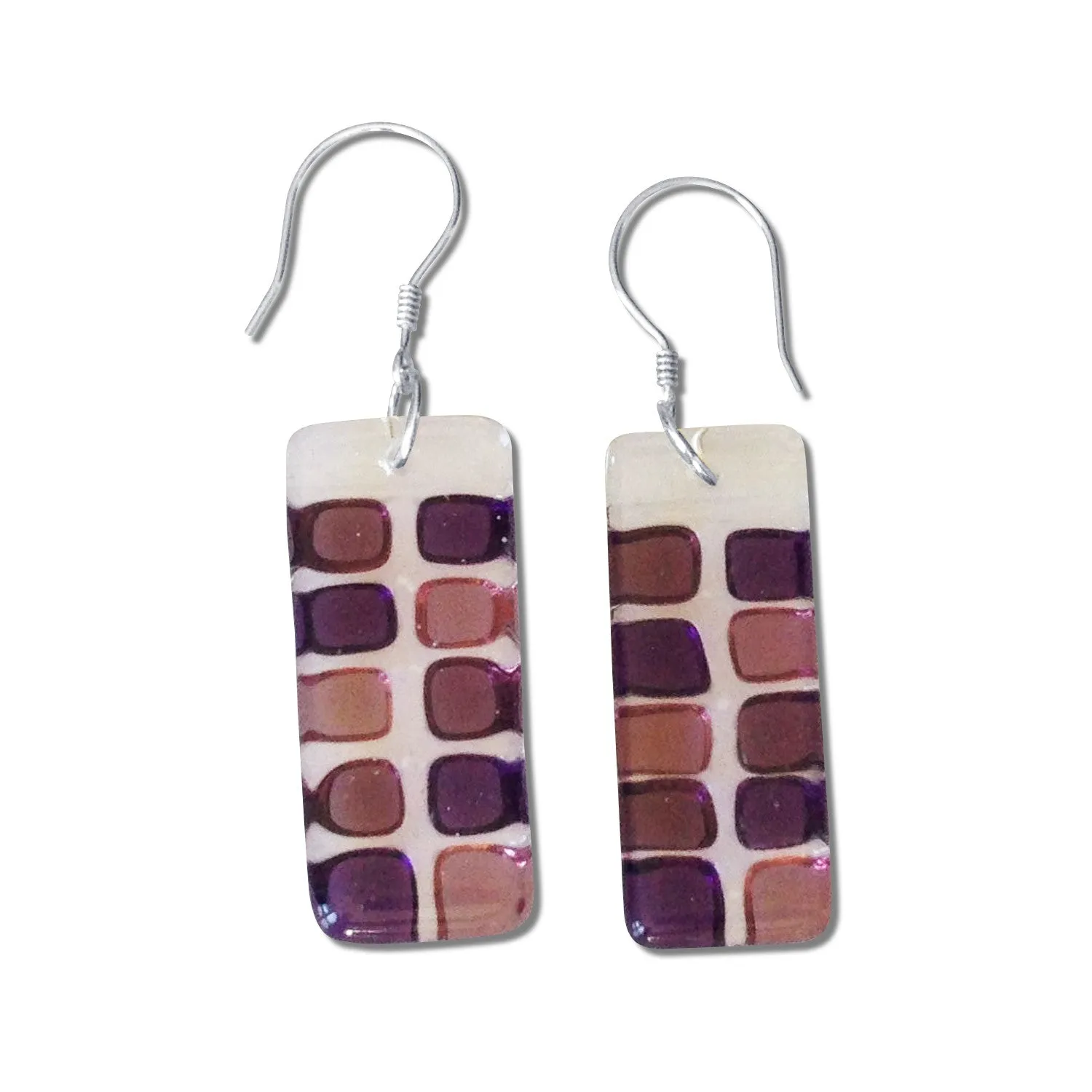 Checkerboard Glass Earrings - Navy