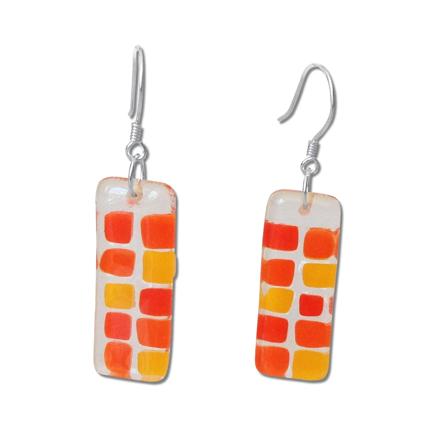 Checkerboard Glass Earrings - Navy