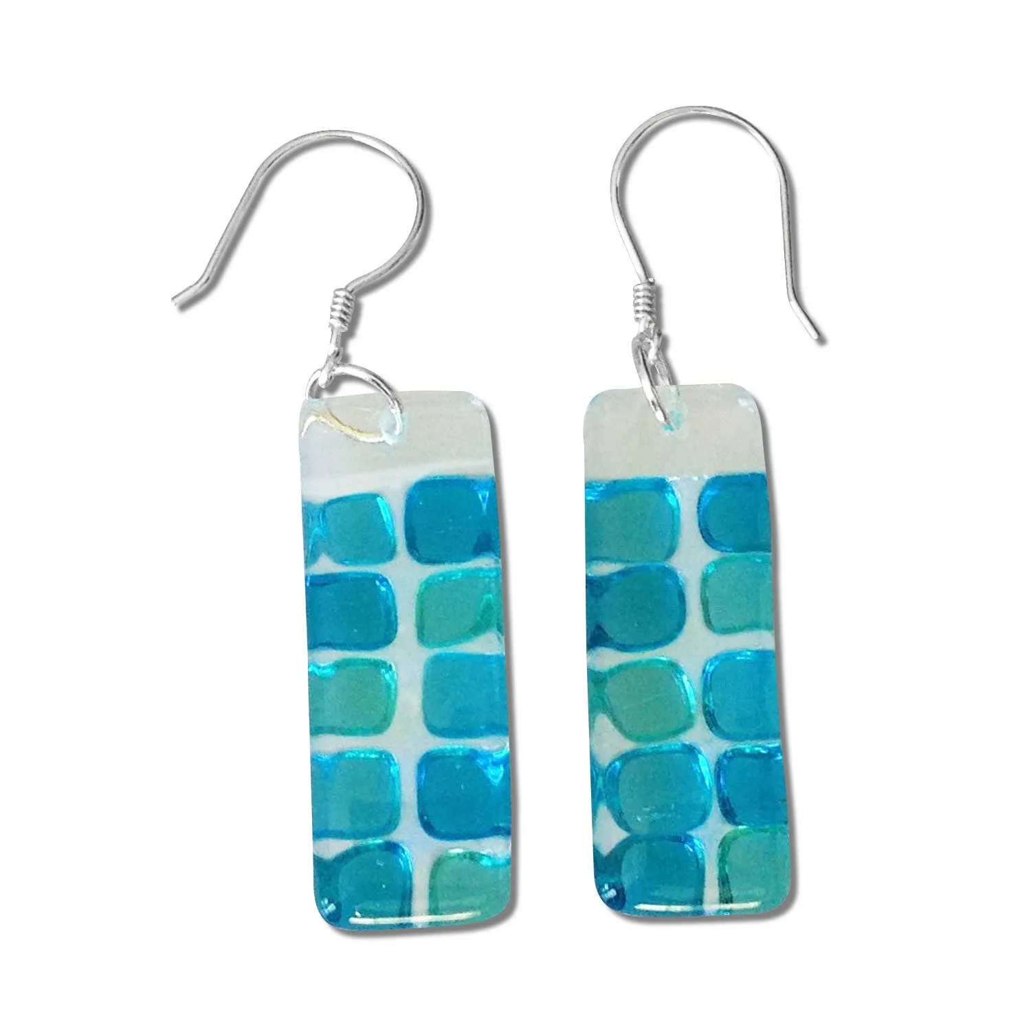 Checkerboard Glass Earrings - Navy