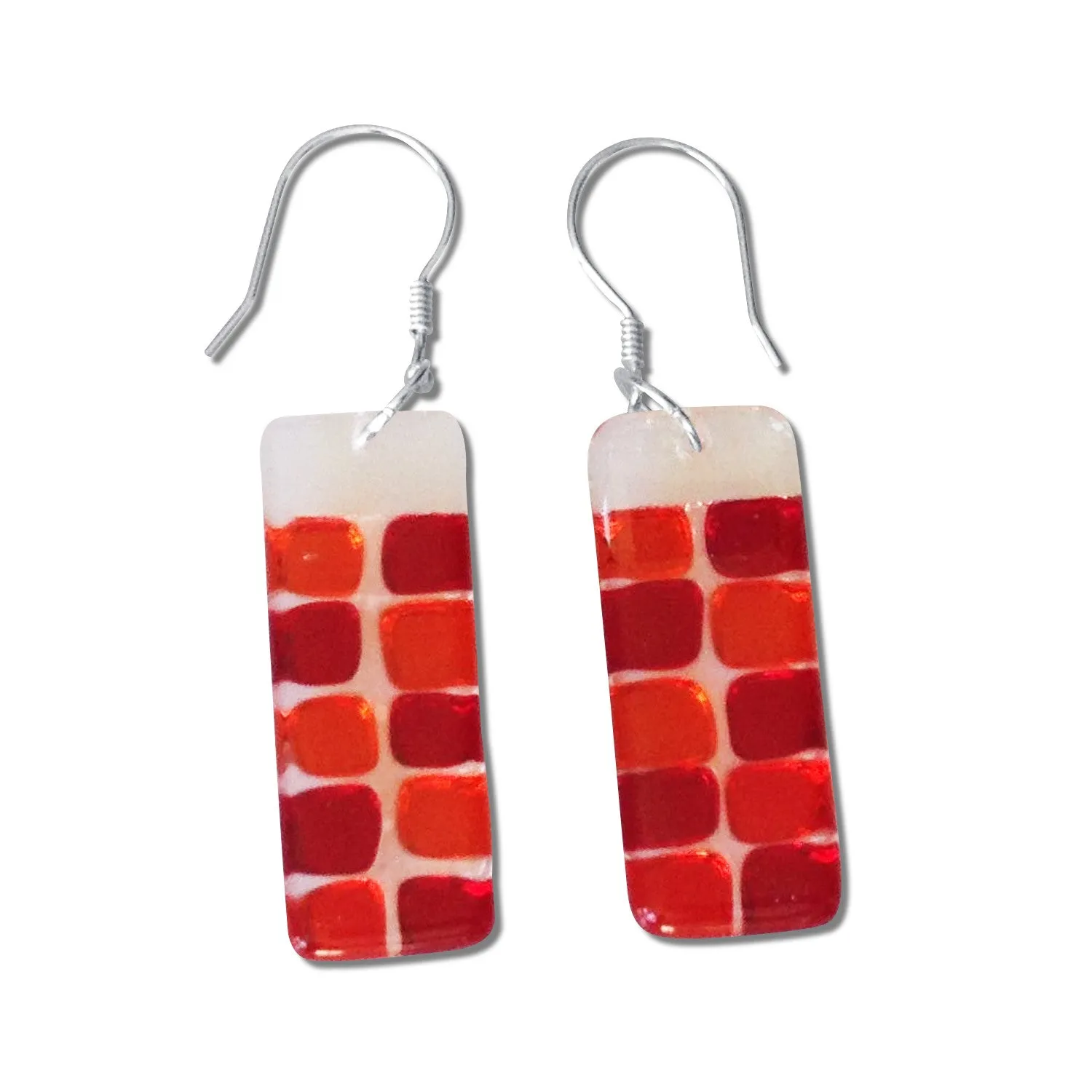 Checkerboard Glass Earrings - Navy