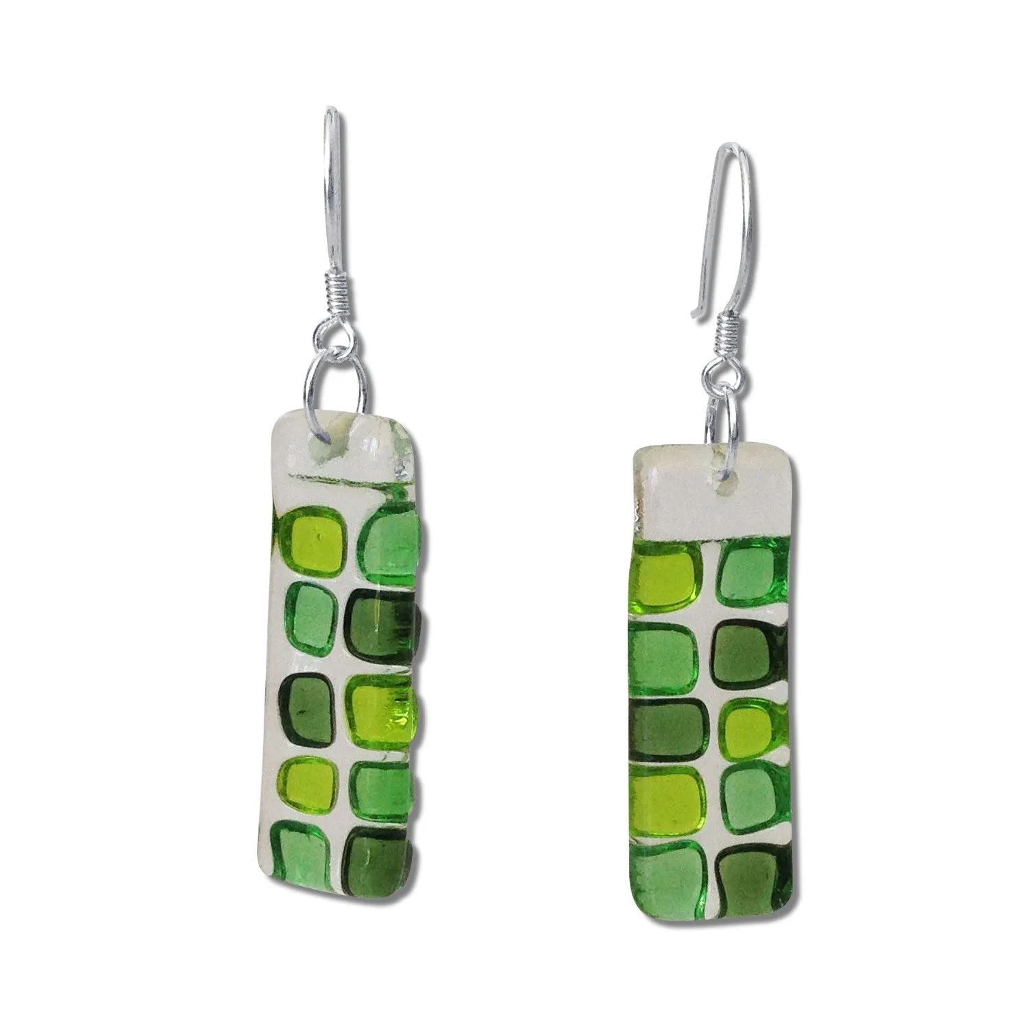 Checkerboard Glass Earrings - Navy