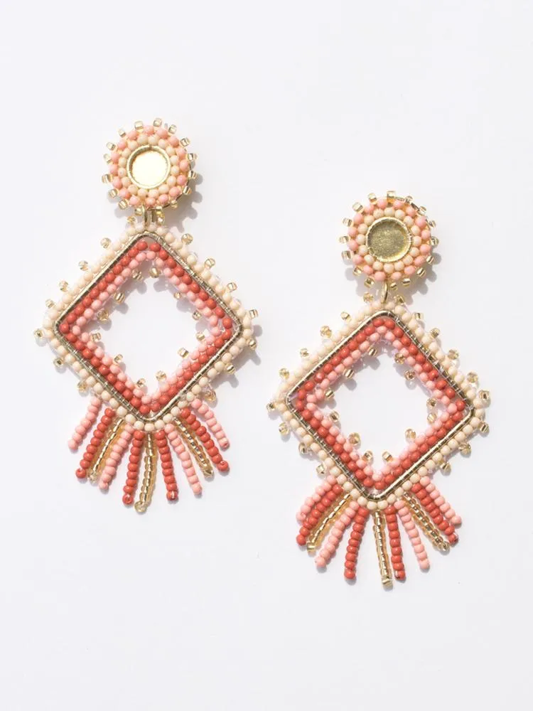 Chelsea Beaded Earrings - Rose