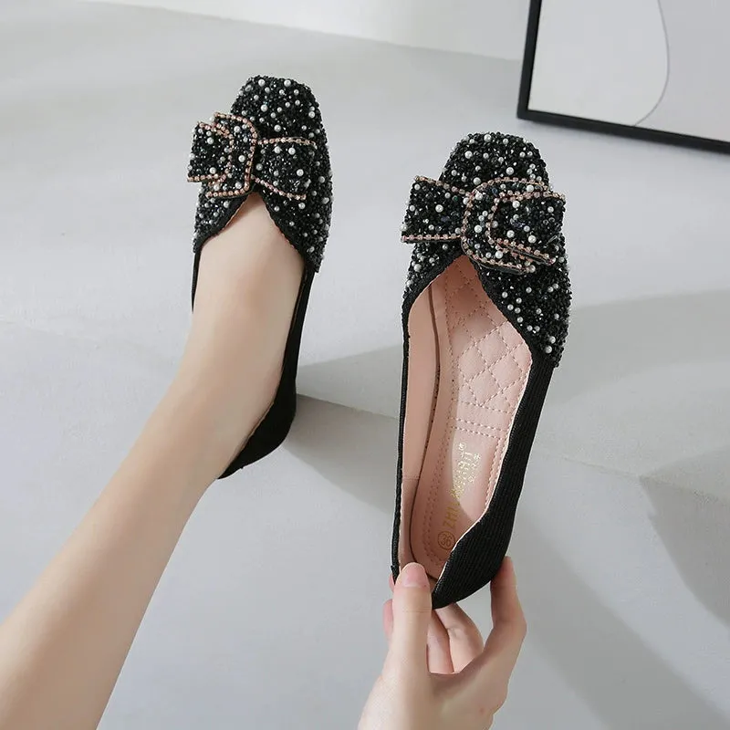 Cilool  Rhinestone Flat Bling Diamonds Bridal Shoes