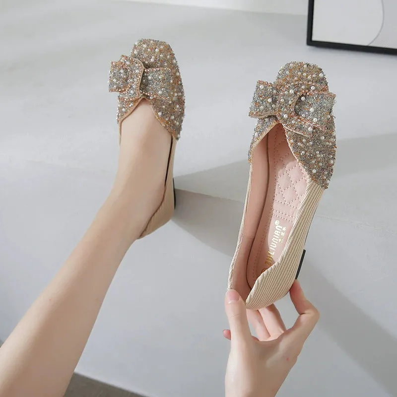 Cilool  Rhinestone Flat Bling Diamonds Bridal Shoes