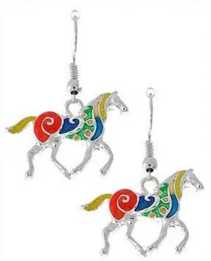 Colorful Dangle Equestrian Horse Earrings