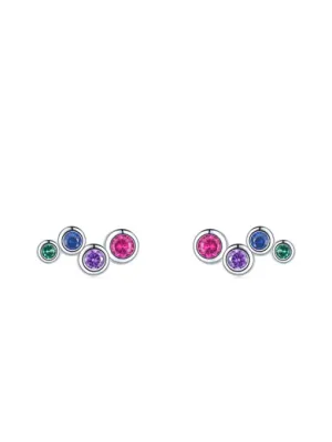 Colorful Days Bubble Diamond CZ .925 Sterling Silver Stud Earrings