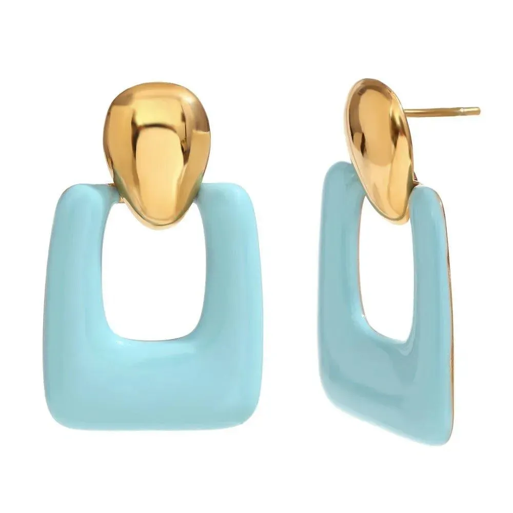 Colorful Geometric Drop Earrings - Trendy Gold Fashion Accessories