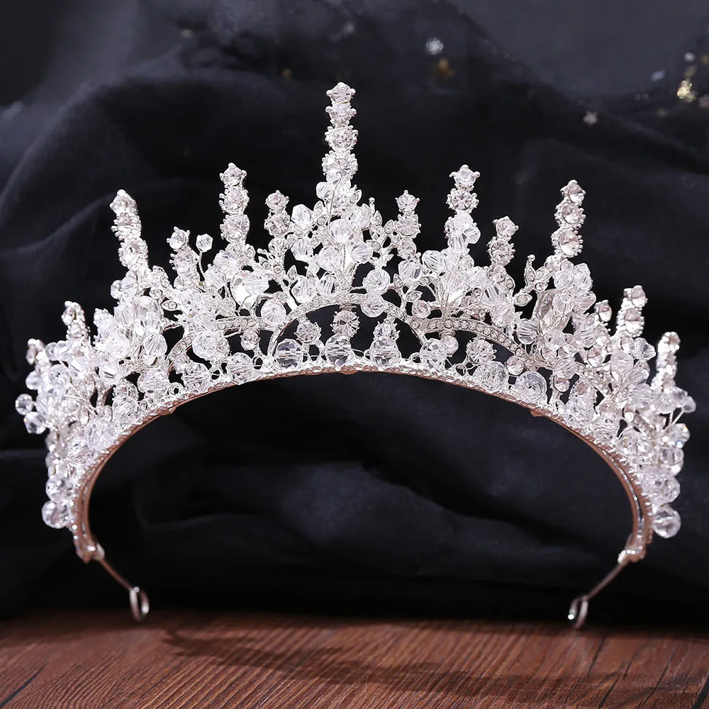 Cross-border beauty pageant European and American Baroque bride crown red crystal alloy electroplated wedding headband