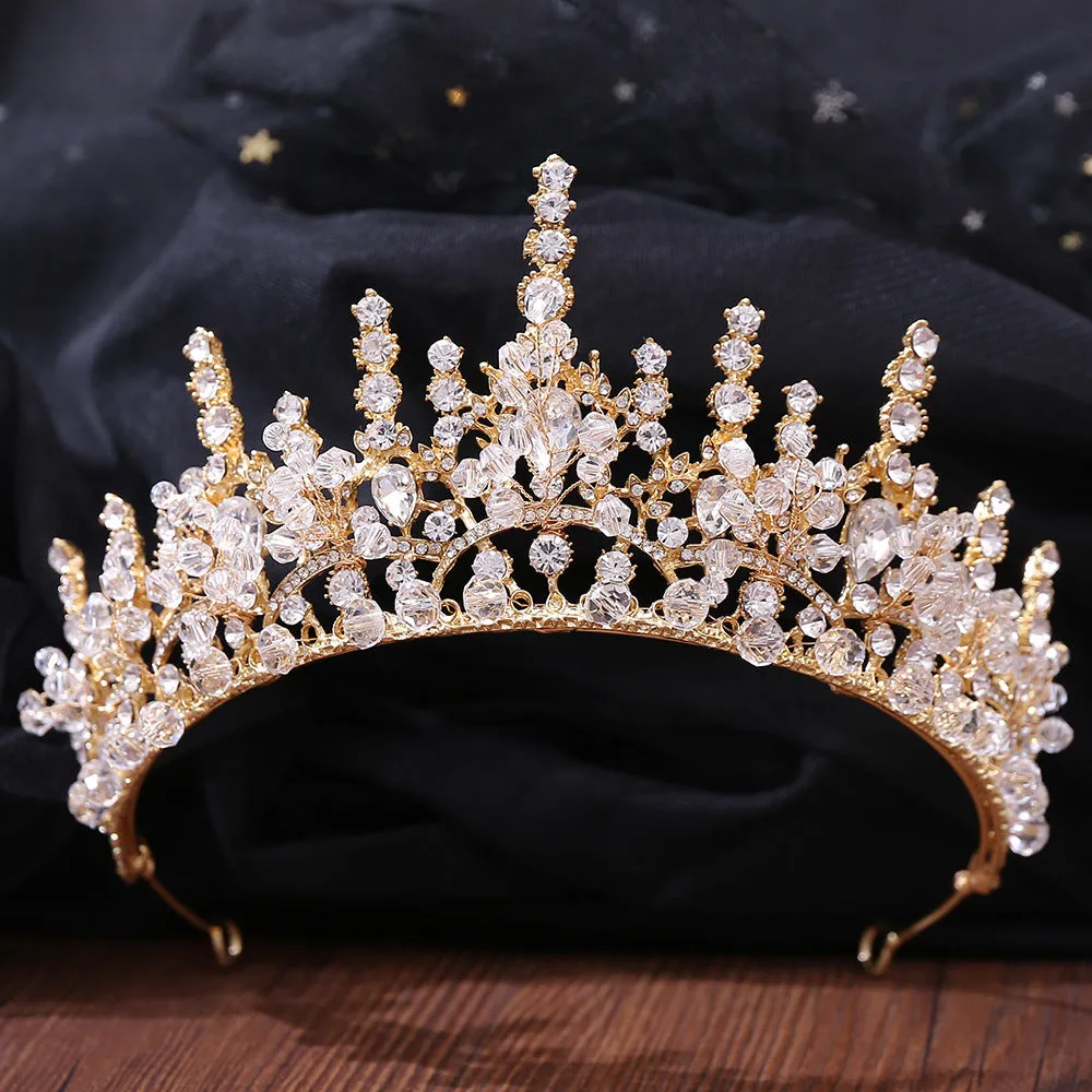 Cross-border beauty pageant European and American Baroque bride crown red crystal alloy electroplated wedding headband