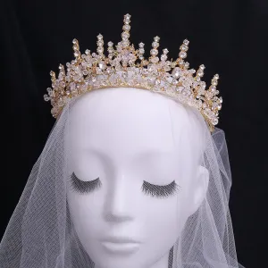 Cross-border beauty pageant European and American Baroque bride crown red crystal alloy electroplated wedding headband