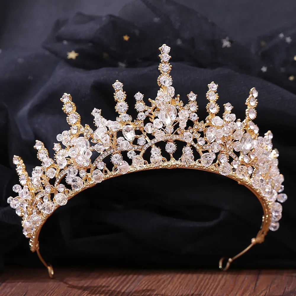 Cross-border beauty pageant European and American Baroque bride crown red crystal alloy electroplated wedding headband