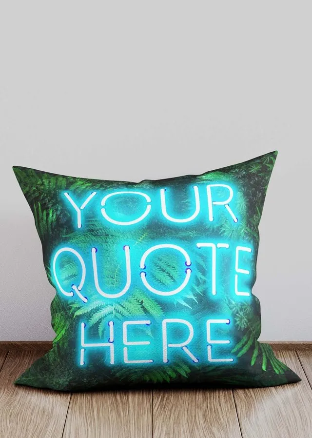 Custom Blue Neon Leaves Cushion