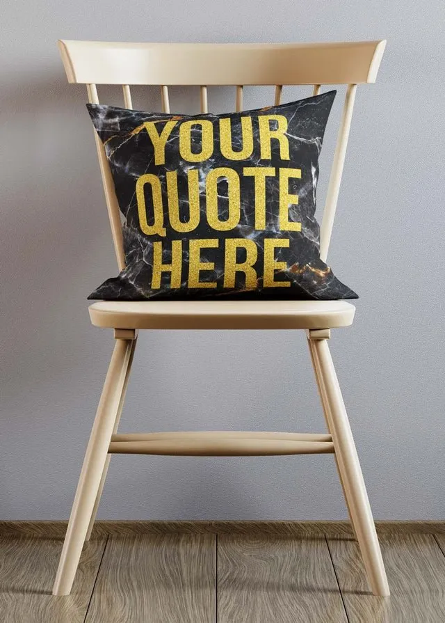 Custom Gold Glitter Style Lettering Marble Cushion