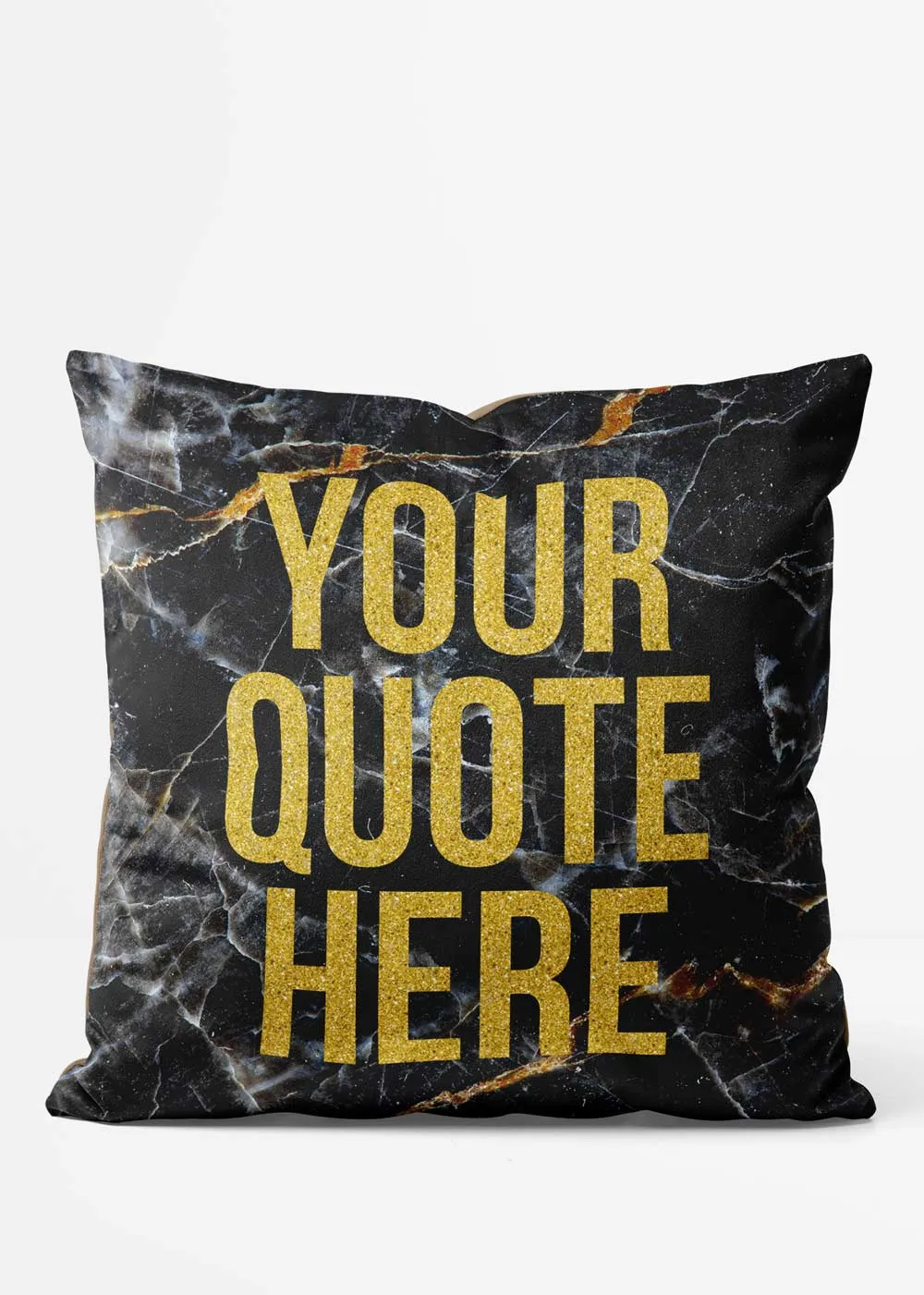 Custom Gold Glitter Style Lettering Marble Cushion